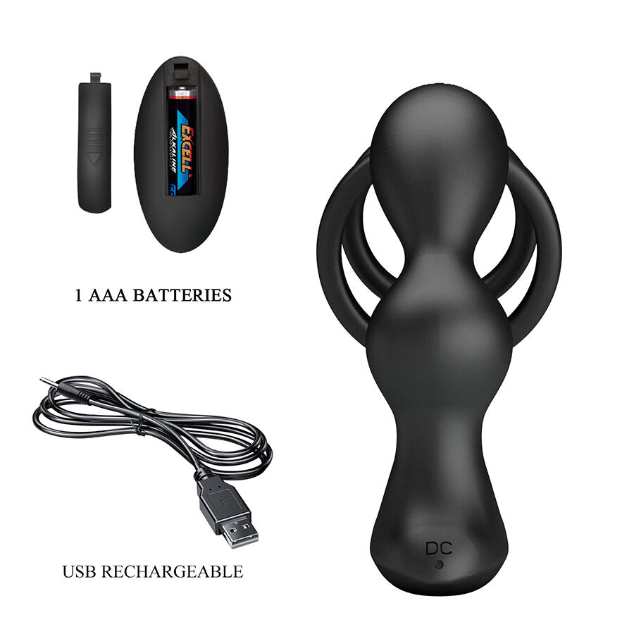 MR PLAY - VIBRATING ANAL PLUG WITH PENIS RING REMOTE CONTROL